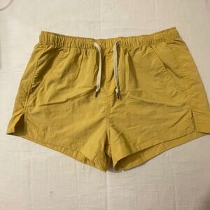 OBEY Worldwide‎ Yellow Nylon Drawstring Elastic Waist Shorts Women Size S